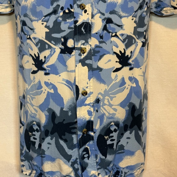 A-75 Men’s Magellan‎ Outdoors Blue Tropical Floral Button Down Shirt Size L - Picture 2 of 16